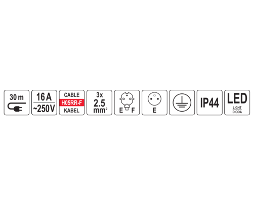 Строительный удлинитель со светодиодом 3x2,5 - 40м YATO YT-81003