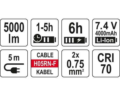 Переносной аккумуляторный прожектор 5000 лм YATO YT-81811