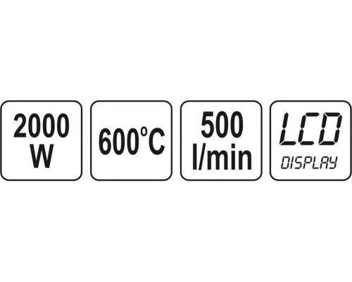 Фен строительный с дисплеем 2000 Вт YATO YT-82293