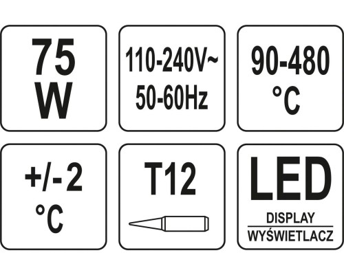 Паяльная станция 75 Вт со светодиодным дисплеем YATO YT-82461