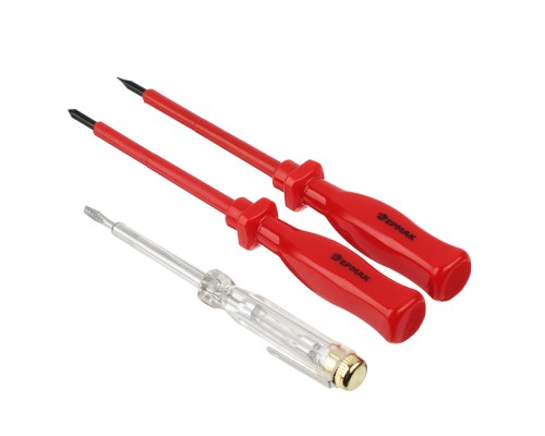 ЕРМАК Набор отверток 3шт диэлектрических (SL4*100, PH1*100; тестер 140мм)