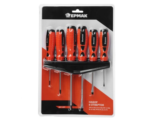 ЕРМАК Набор 6 отверток (PH2x150, SL6x150, PH1x100, SL5x100, PH0x75, SL3x75)