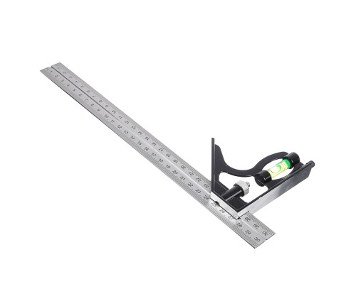 РОКОТ Угольник металлический комбинированный с уровнем, 300 мм