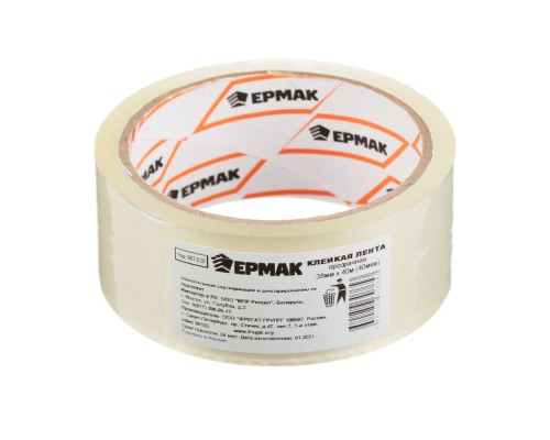 ЕРМАК Клейкая лента прозрачная 38мм x 40м