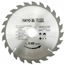 YT-6065 Диск пильный с напаянными зубцами из твердых сплавов 200х30х3,2х2,2мм 24Т, YATO, (CN), шт