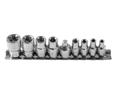 Набор торцевых головок TORX 1/4″, 3/8″, 9 шт. Набор торцевых головок TORX 1/4″, 3/8″, 9 шт.