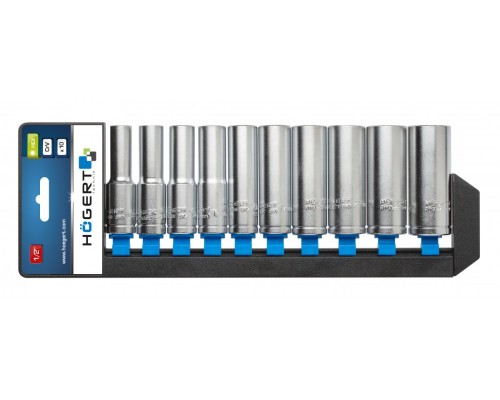 Набор головок глубоких шестигранных 76 мм, 1/2″, 10 шт.