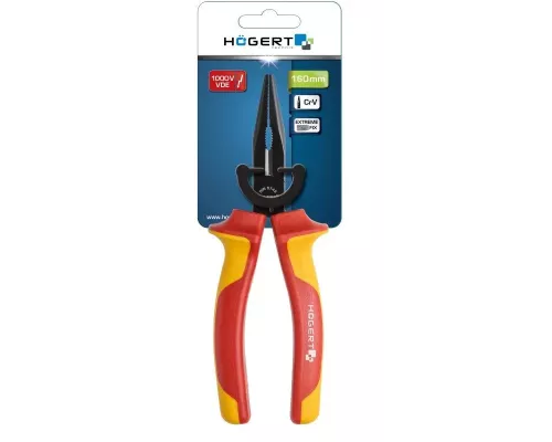 Плоскогубцы диэлектрические удлиненные с прямыми полукруглыми губками 160 мм, 1000 В