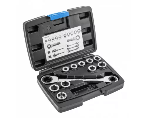 Накидной ключ с трещотками, 11 насадок