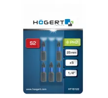 HT1S122 Бита ударная PH2 25мм 5 шт., HOEGERT, 5902801316708 (CN)