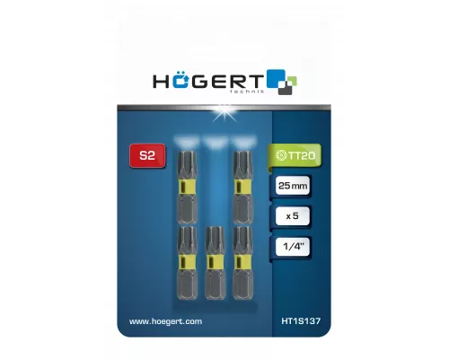 Биты ударные TORX 20, 25 мм, сталь S2, 5 шт.