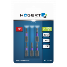 HT1S148 Бита ударная Hex H5 25мм 5 шт., HOEGERT, 5902801376603 (CN)