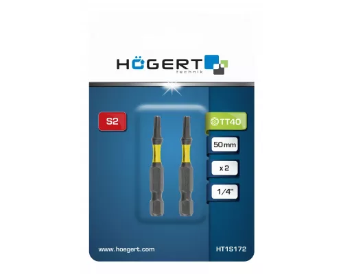 Биты ударные Т40, 50 мм, сталь S2, 2 шт.