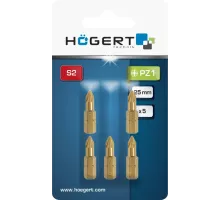 HT1S384 Биты PZ1 25 мм, сталь S2, нитрид титана, 5 шт., HOEGERT, 5901867123251 (CN)