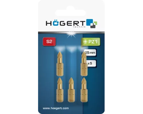 Биты PZ1 25 мм, сталь S2, нитрид титана, 5 шт. Биты PZ1 25 мм, сталь S2, нитрид титана, 5 шт.