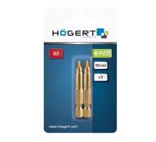 HT1S395 Биты PZ2 50 мм, сталь S2, нитрид титана, 2 шт., HOEGERT, 5901867116680 (CN)