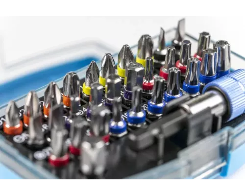 Набор бит с битодержателем 1/4″, SL, PH, PZ, HEX, TORX, TORX c отверстием, 32 шт. Набор бит с битодержателем 1/4″, SL, PH, PZ, HEX, TORX, TORX c отверстием, 32 шт.