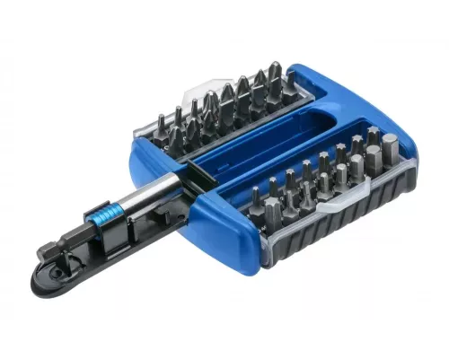 Набор бит с битодержателем 1/4″, SL, PH, PZ, HEX, TORX, 33 шт. Набор бит с битодержателем 1/4″, SL, PH, PZ, HEX, TORX, 33 шт.