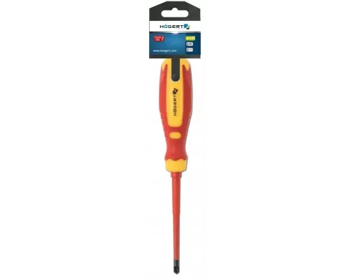 Отвертка диэлектрическая крестовая для электромонтажных работ PH1/SL5, 100 мм, 1000 V, сталь CrMo