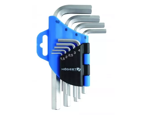 Набор коротких шестигранных Г-образных ключей 1,5-10 мм, CrV, 9 шт.