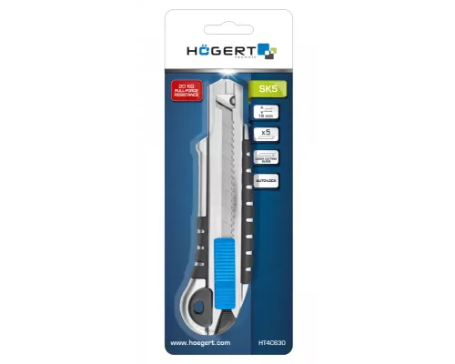 Нож алюминиевый с отламывающимся лезвием, 1+4 лезвия, с стабилизацией 18 мм