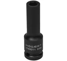 HT4R011 Головка торцевая ударная, глубокая, шестигранная 1/2", 11 мм, DIN 3121, CrMo, HOEGERT, 5902801010835 (CN)