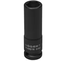 HT4R016 Головка торцевая ударная, глубокая, шестигранная 1/2", 16 мм, DIN 3121, CrMo, HOEGERT, 5902801010989 (CN)