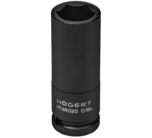 HT4R020 Головка торцевая ударная, глубокая, шестигранная 1/2", 20 мм, DIN 3121, CrMo, HOEGERT, 5902801011047 (CN)