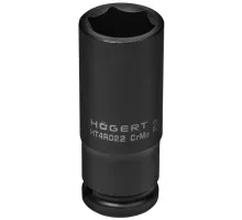 HT4R022 Головка торцевая ударная, глубокая, шестигранная 1/2", 22 мм, DIN 3121, CrMo, HOEGERT, 5902801011061 (CN)