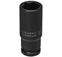 HT4R023 Головка торцевая ударная, глубокая, шестигранная 1/2", 23 мм, DIN 3121, CrMo, HOEGERT, 5902801011078 (CN)