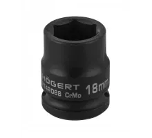 HT4R068 Головка торцевая ударная, шестигранная 1/2", 18 мм, DIN 3121, CrMo, HOEGERT, 5902801316920 (CN)