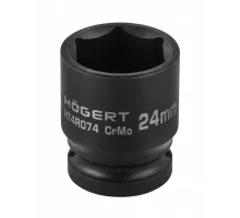 HT4R074 Головка торцевая ударная, шестигранная 1/2", 24 мм, DIN 3121, CrMo, HOEGERT, 5902801316982 (CN)