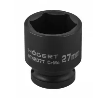 HT4R077 Головка торцевая ударная, шестигранная 1/2", 27 мм, DIN 3121, CrMo, HOEGERT, 5902801317002 (CN)
