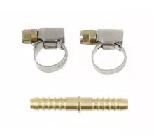 HT4R820 Штуцер "елка" двусторонний соединительный под шланг 8мм, с обжимными хомутами 8-12мм 2шт., H