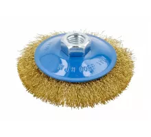 HT7D722 Щетка-крацовка коническая для УШМ D-100, M14, латунированная витая проволока 0,3мм, HOEGERT, 5902801282706 (CN)