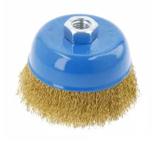 HT7D732 Щетка-крацовка чашечная для УШМ D-100, M14, латунированная витая проволока 0,3мм, HOEGERT, 5902801282768 (CN)