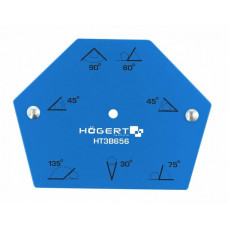 HT3B656 Угольник магнитный шестигранный для сварочных работ на 6 углов, усилие 22,5кг, 120*90*18, HOEGERT, 5902801290657 (CN)