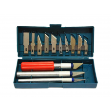 G01839 Набор ножей со сменными резцами для точных работ, 13эл, в пластик. кейсе, GEKO, 5901477128202 (CN)