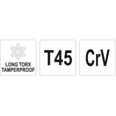 YT-05521 Ключ TORX SECURITY, длинный T45, YATO, 5906083028809 (CN), шт